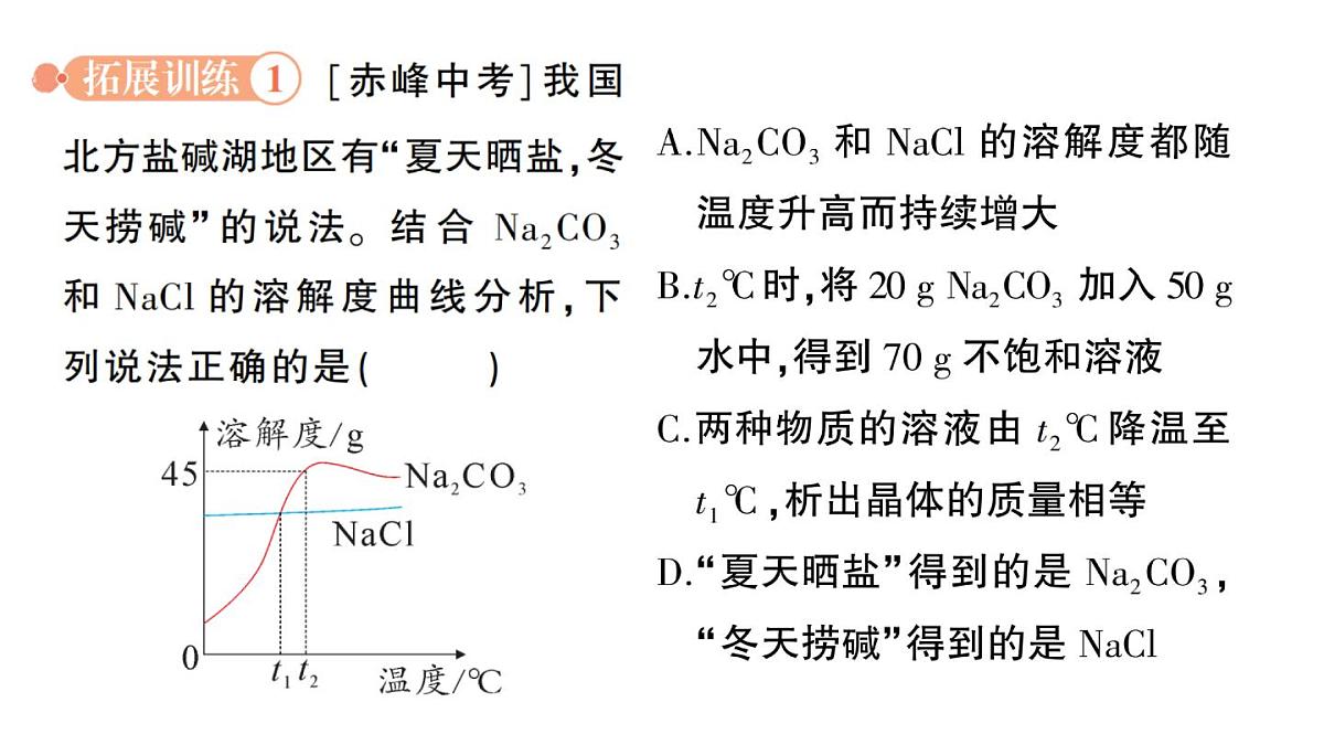 初中化学新科粤版九年级下册第七单元专题二 溶解度曲线及其应用作业课件2025春第5页