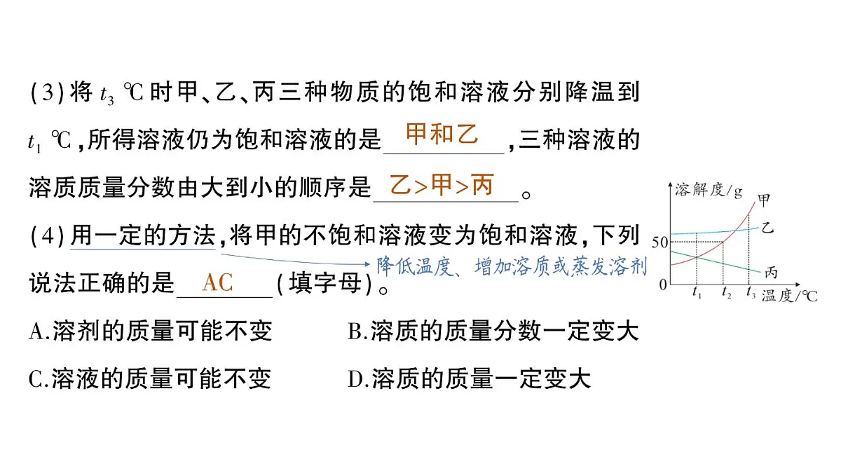 初中化学新科粤版九年级下册第七单元专题二 溶解度曲线及其应用作业课件2025春第7页