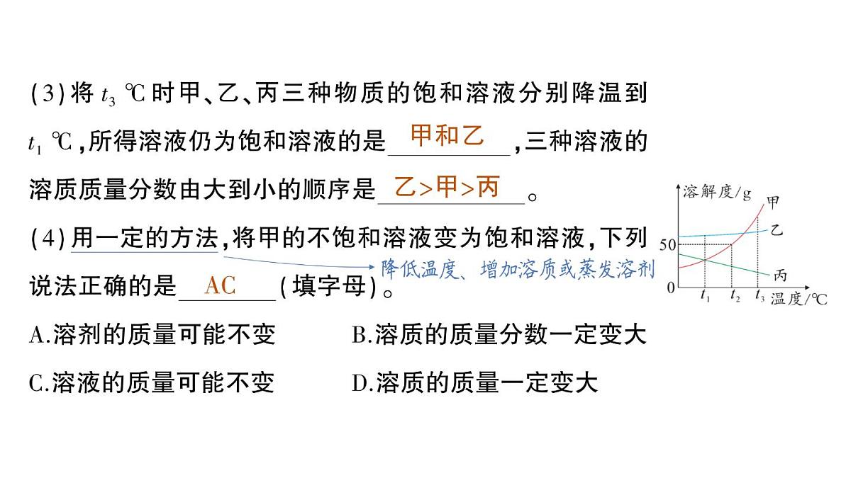初中化学新科粤版九年级下册第七单元专题二 溶解度曲线及其应用作业课件2025春第7页