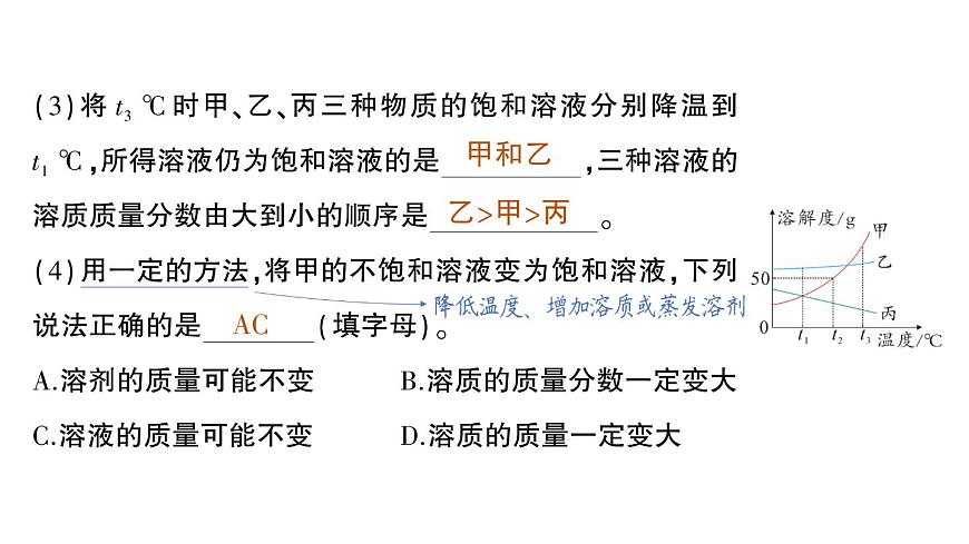 初中化学新科粤版九年级下册第七单元专题二 溶解度曲线及其应用作业课件2025春第7页