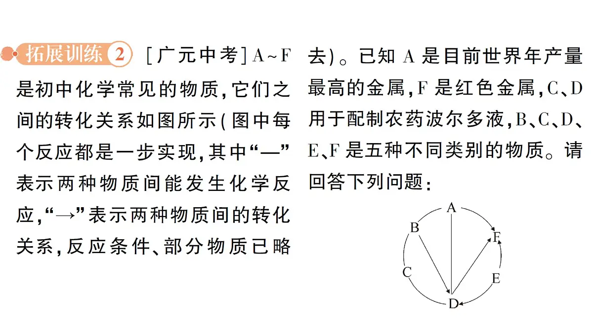 初中化学新科粤版九年级下册第八单元专题四 物质的转化与判断作业课件2025春第8页