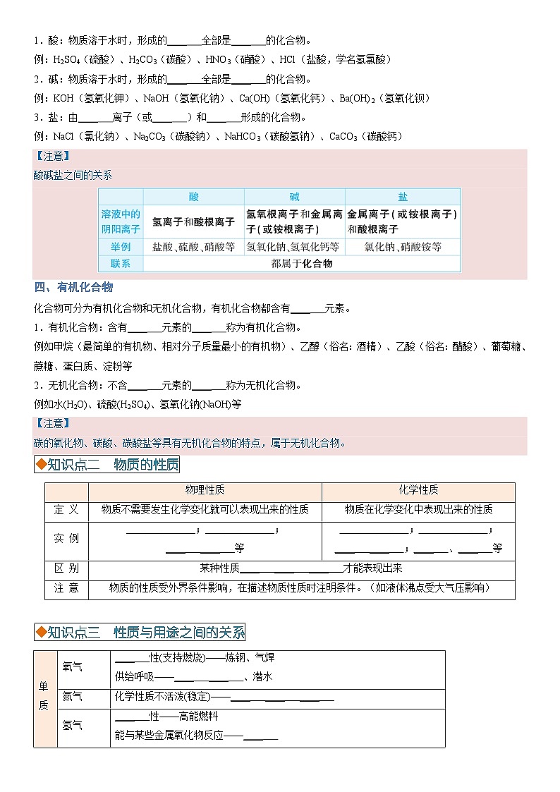 2025年中考化学一轮复习知识清单  专题01 物质的多样性（学案）第3页