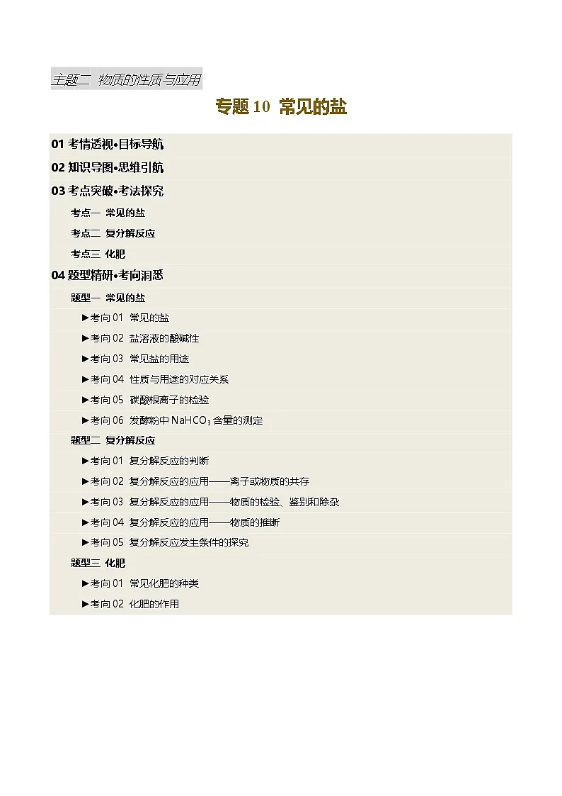 专题10 常见的盐（讲义）（解析版）第1页