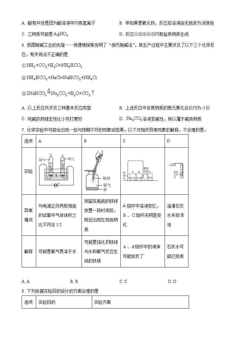 2025年陕西省西安市陕西师范大学附属中学中考三模化学试题（原卷版+解析版）第2页