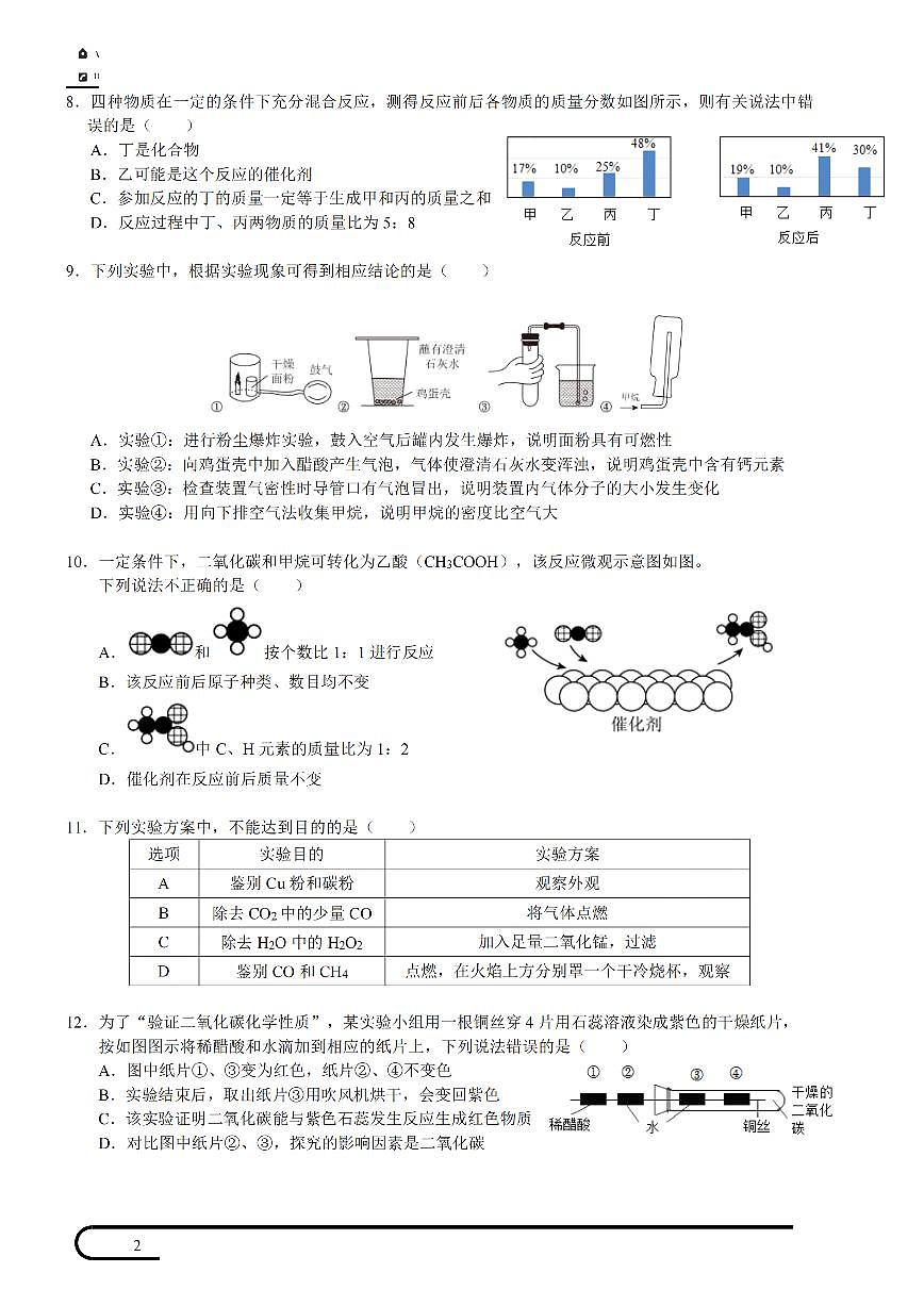 2024-2025学年深圳市质心中考适应性考试第二次模拟考化学试卷第2页