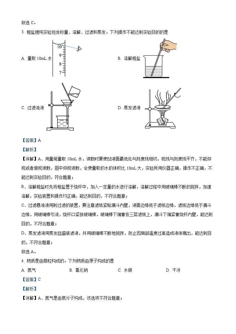 精品解析：2025年江苏省扬州中学教育集团树人集团中考一模化学试题（解析版）第2页