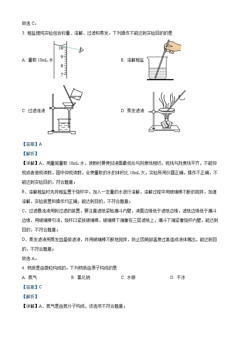 精品解析：2025年江苏省扬州中学教育集团树人集团中考一模化学试题（解析版）第2页