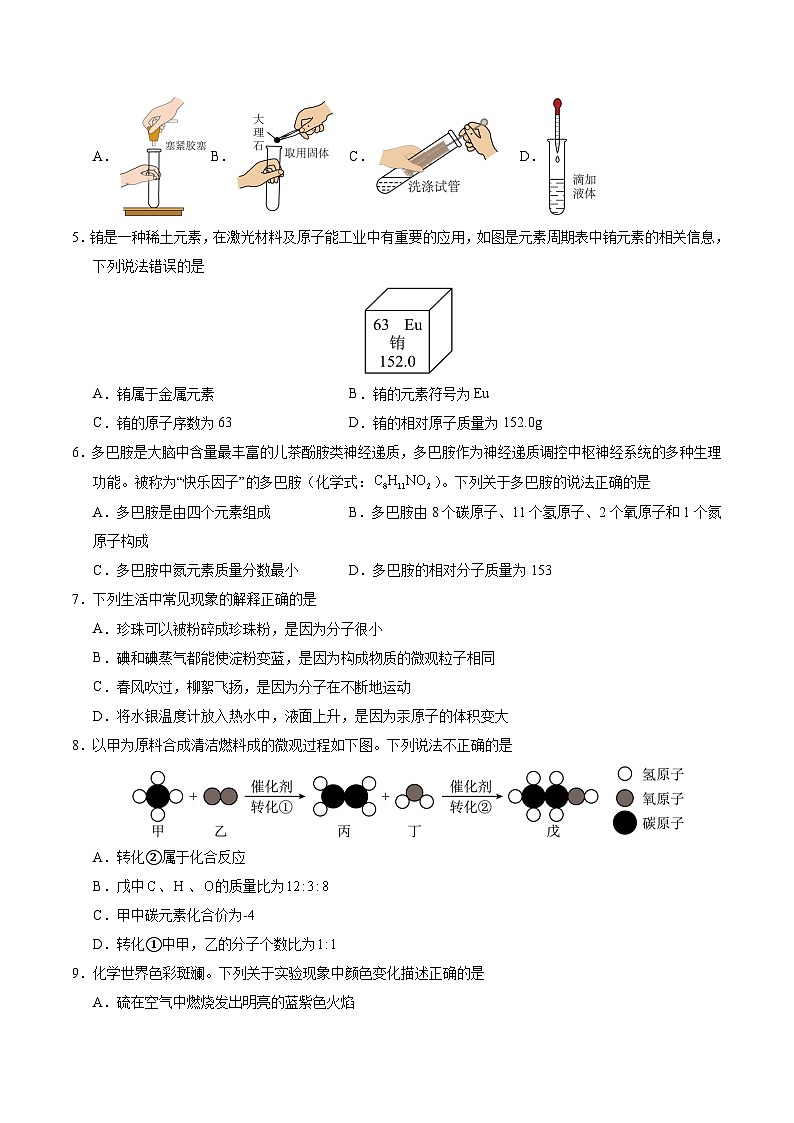2025年中考第一次模拟考试卷：化学（安徽卷）（原卷版）第2页