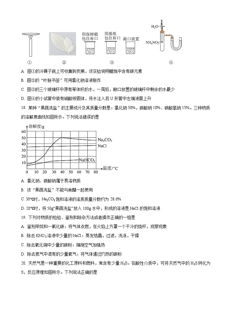 江苏省扬州市梅岭集团2024-2025学年九年级下学期3月月考化学试题（原卷版+解析版）第3页