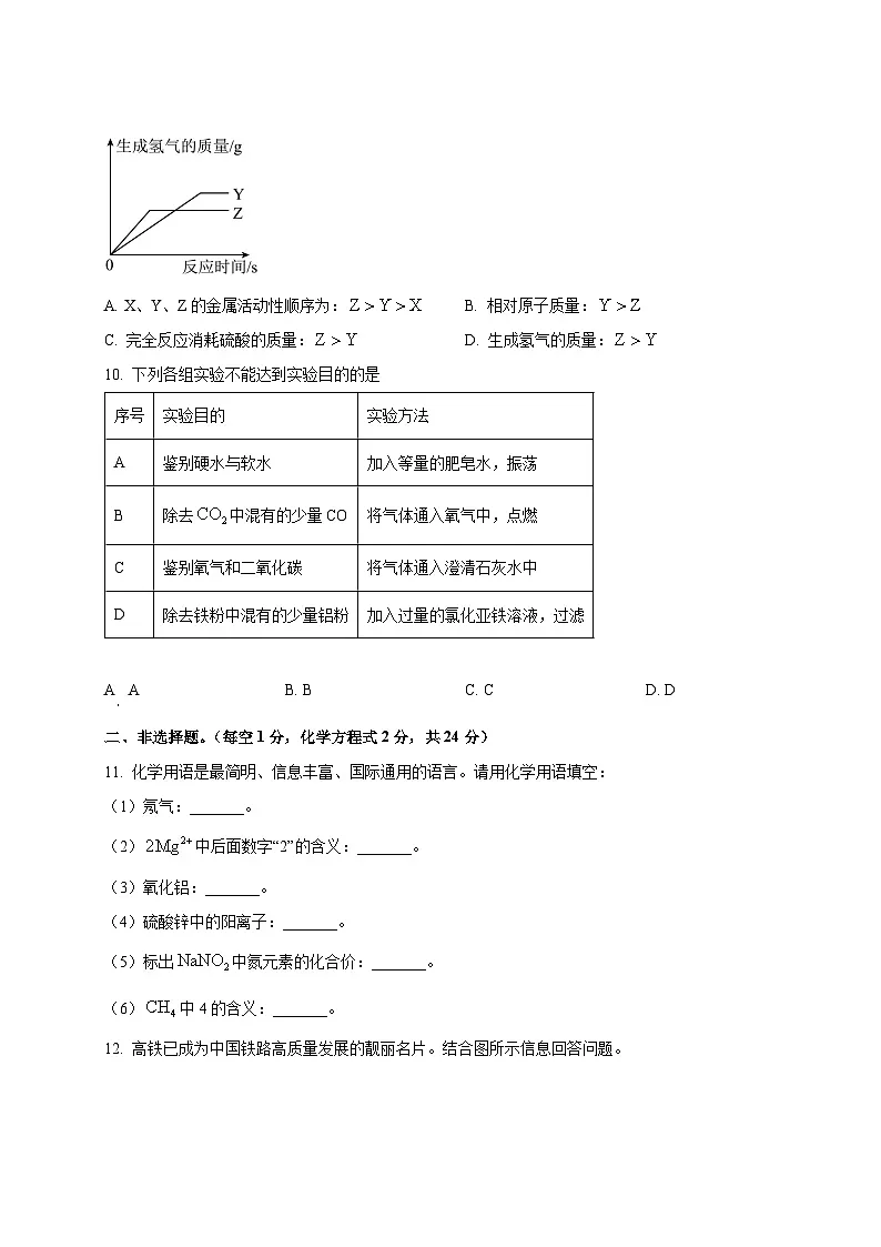 2024-2025学年甘肃省武威市凉州区九年级下册开学考试化学检测试题（附答案）第3页