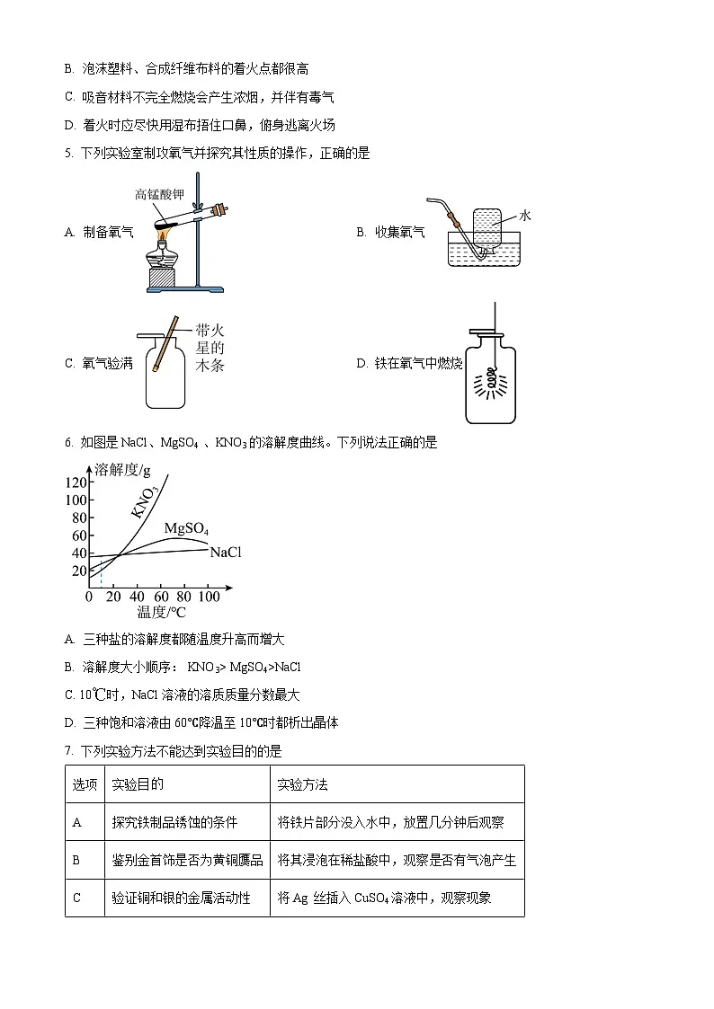 精品解析：2025年四川省绵阳市梓潼县中考模拟化学试题（原卷版）第2页