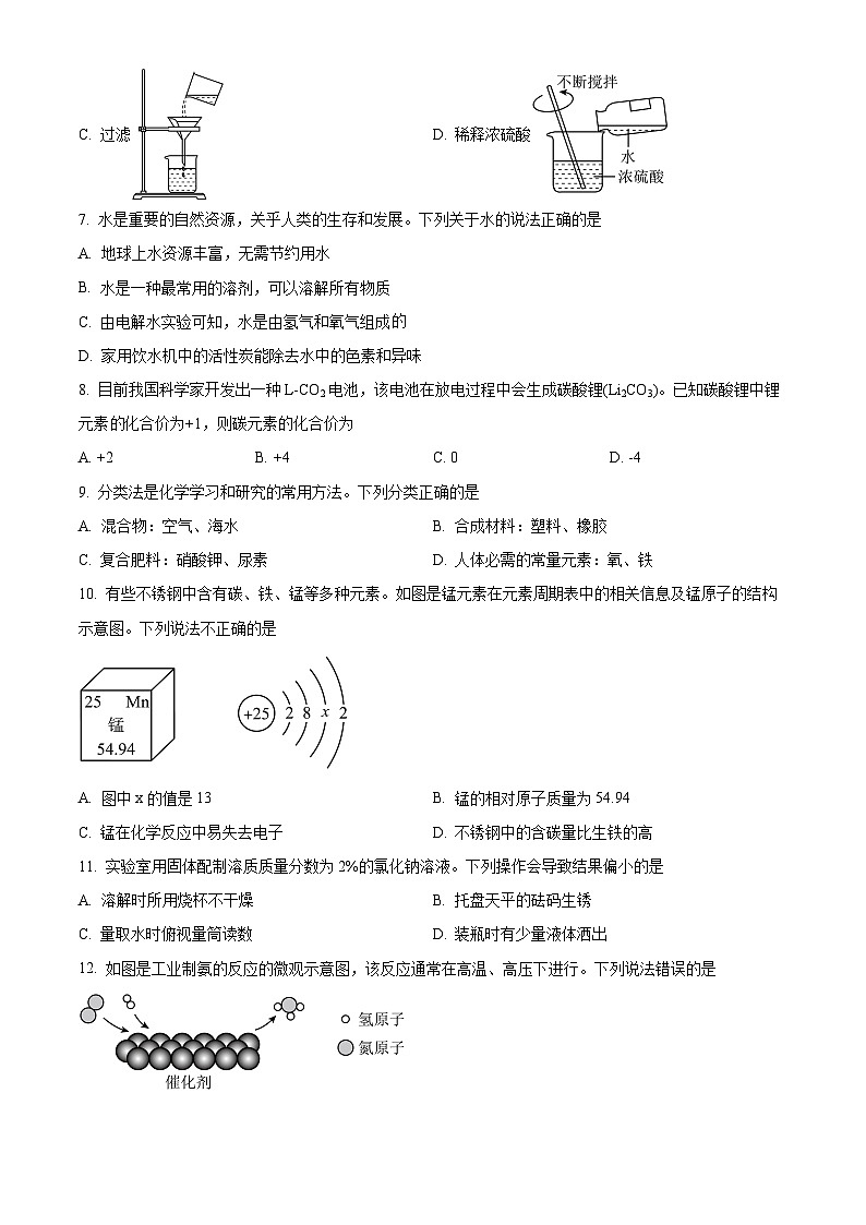 2025年河南省安阳市滑县老店镇第一初级中学中考一模化学试题第2页