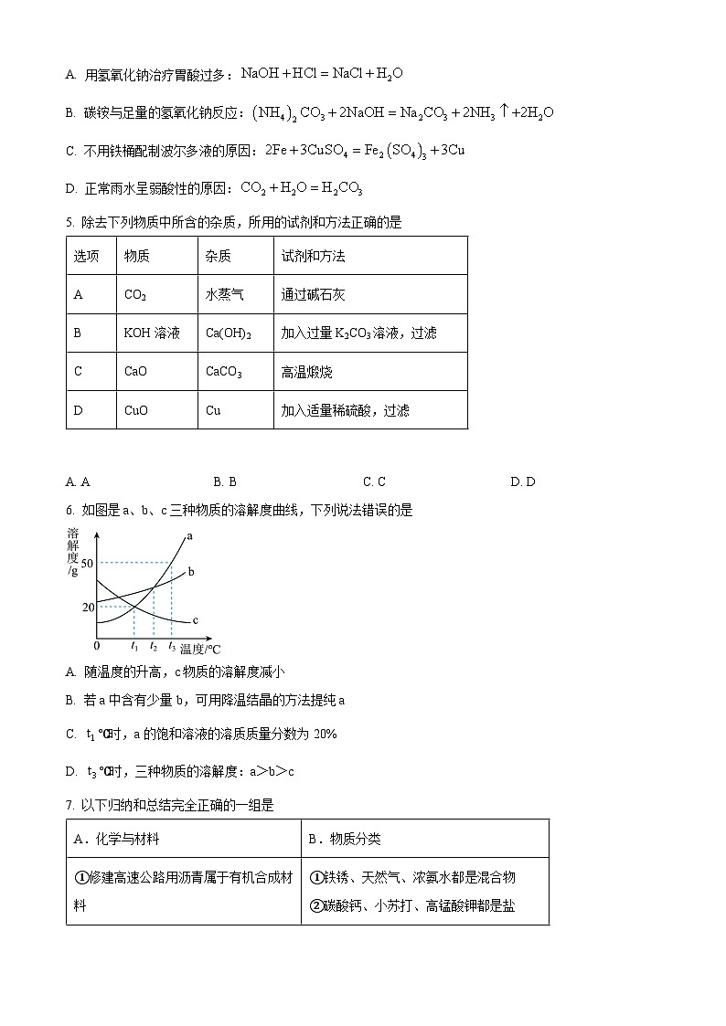 2025年黑龙江省大庆市三校中考一模化学试题（原卷版+解析版）第2页