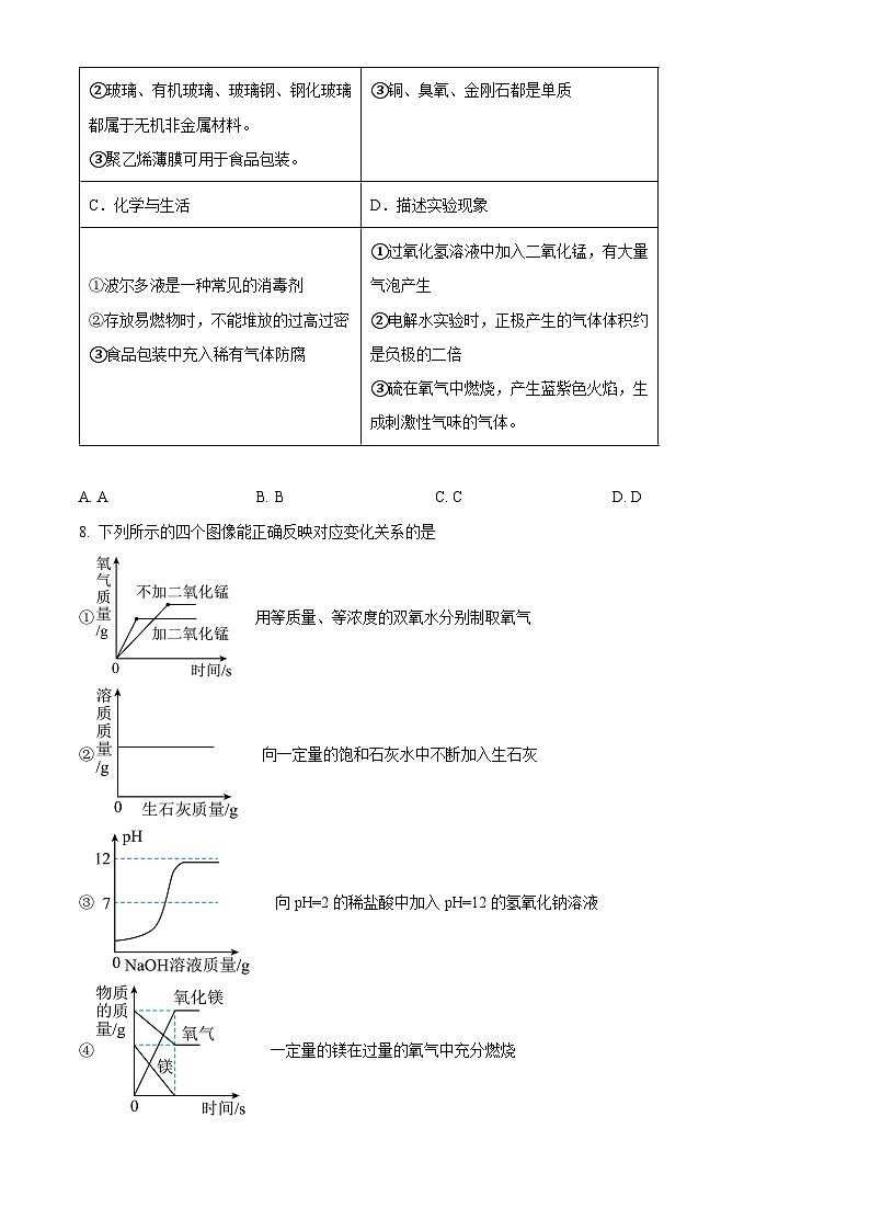 2025年黑龙江省大庆市三校中考一模化学试题（原卷版+解析版）第3页