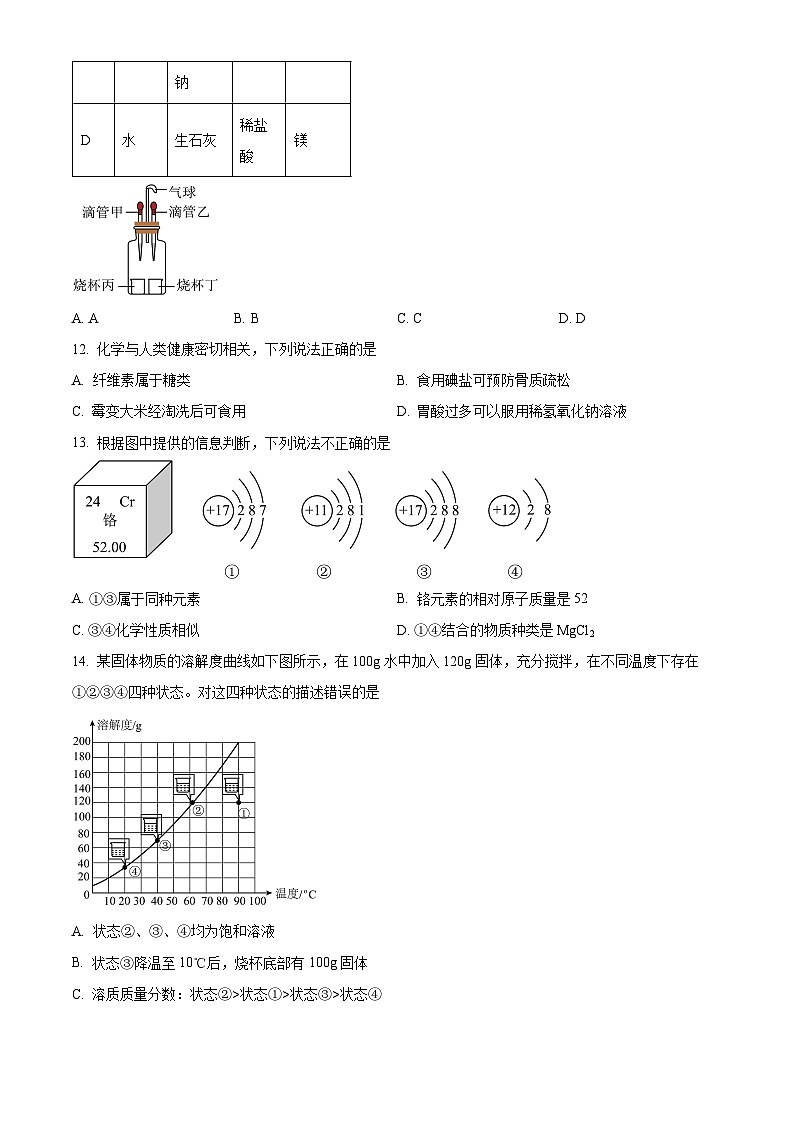 2025年江苏省盐城市盐都区中考一模化学试题（原卷版+解析版）第3页