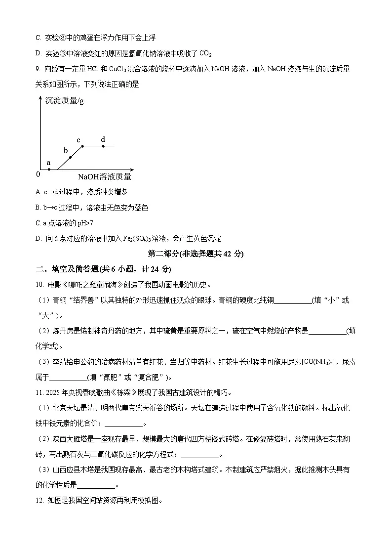 2025年陕西省咸阳市永寿县甘井中学中考二模化学试题（原卷版+解析版）第3页