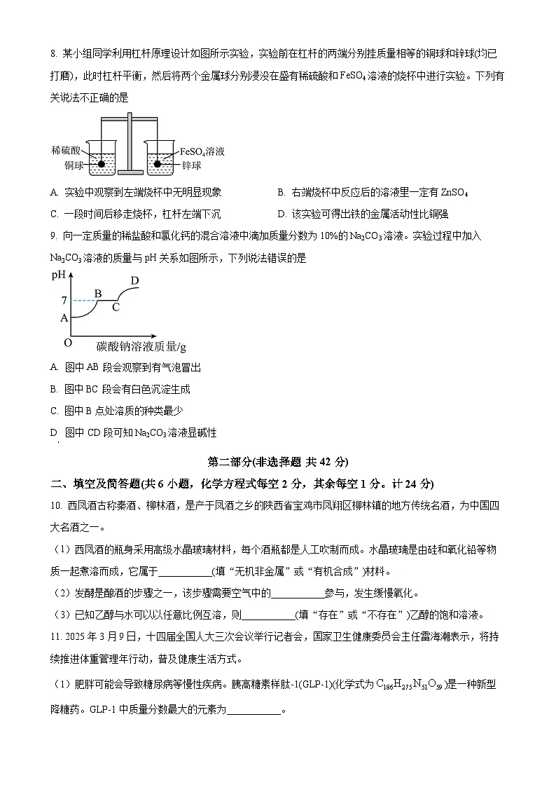 2025年陕西省咸阳市永寿县御家宫中学中考二模化学试题（原卷版+解析版）第3页