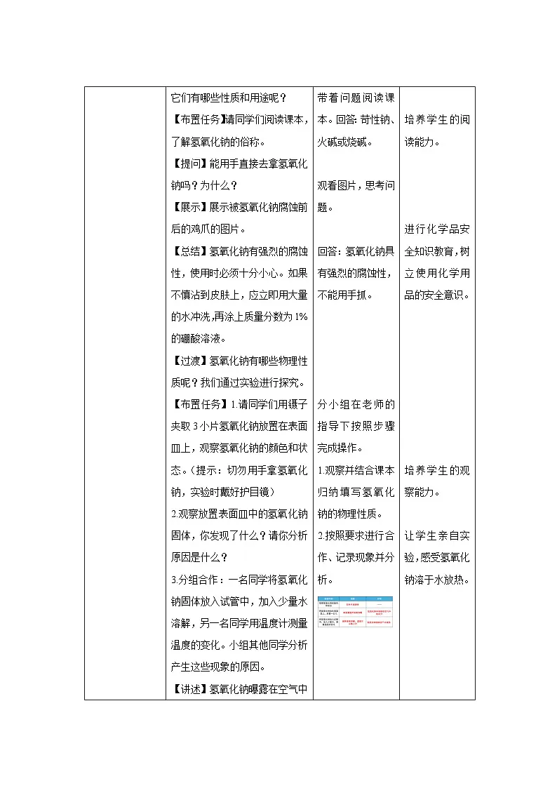 课题2 常见的酸和碱 第3课时 教案 化学人教版（2024）九年级下册第十单元第2页