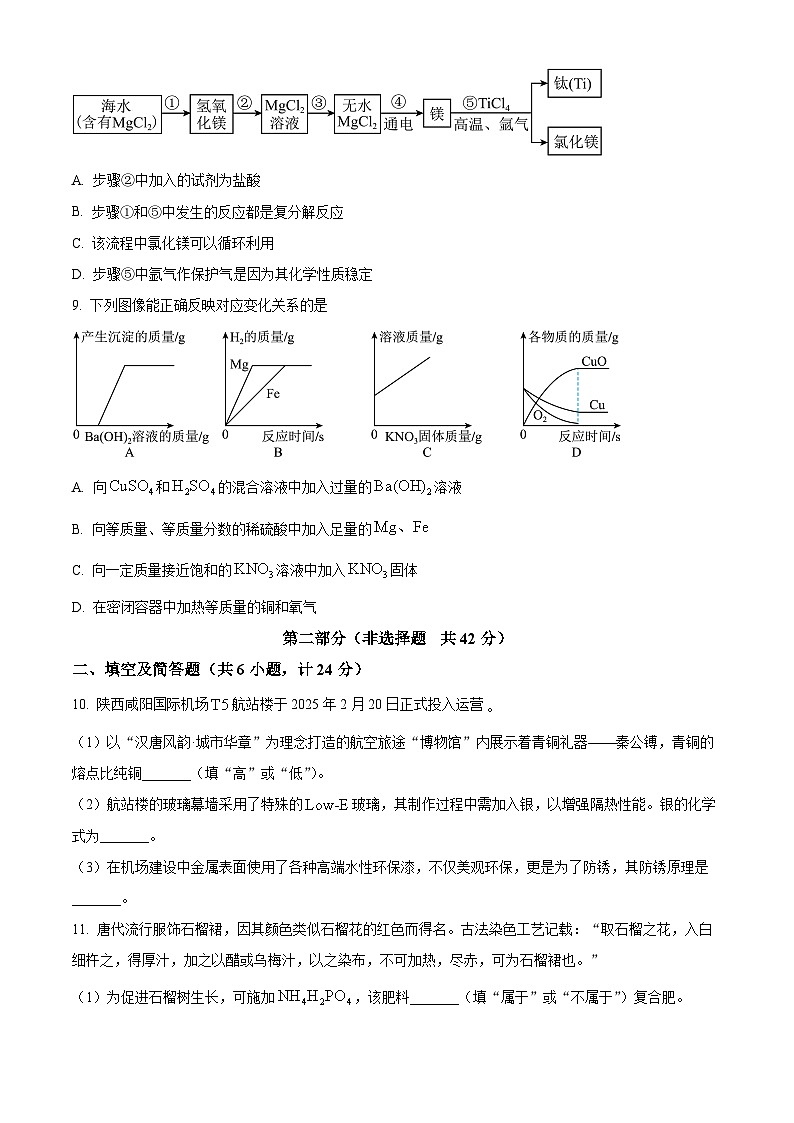 2025年陕西省西安市西光中学教育集团四月中考模拟化学试题（原卷版+解析版）第3页