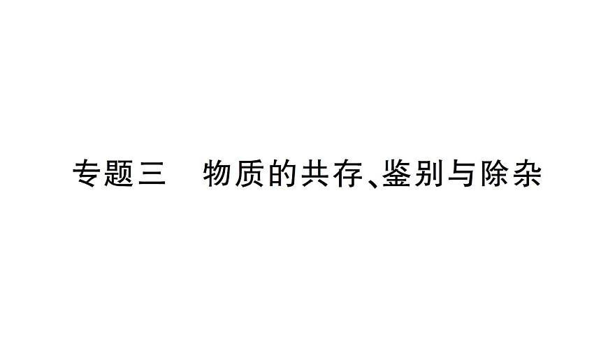 初中化学新人教版九年级下册第十单元专题三 物质的共存、鉴别与除杂作业课件2025春第1页