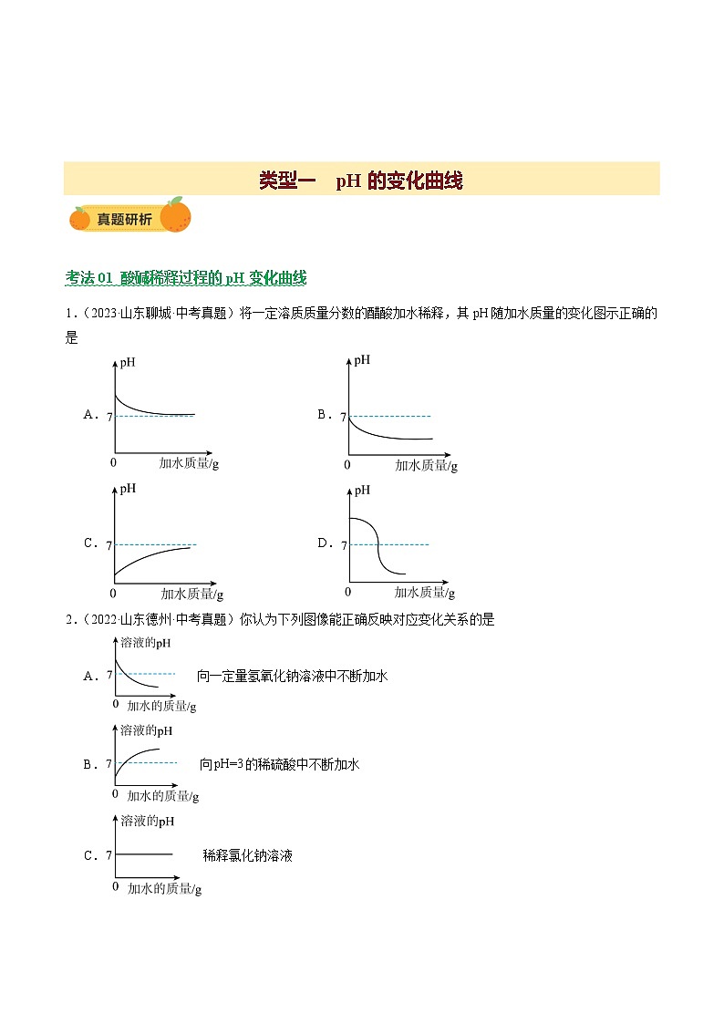 题型一 坐标曲线题（讲练）（原卷版）第3页