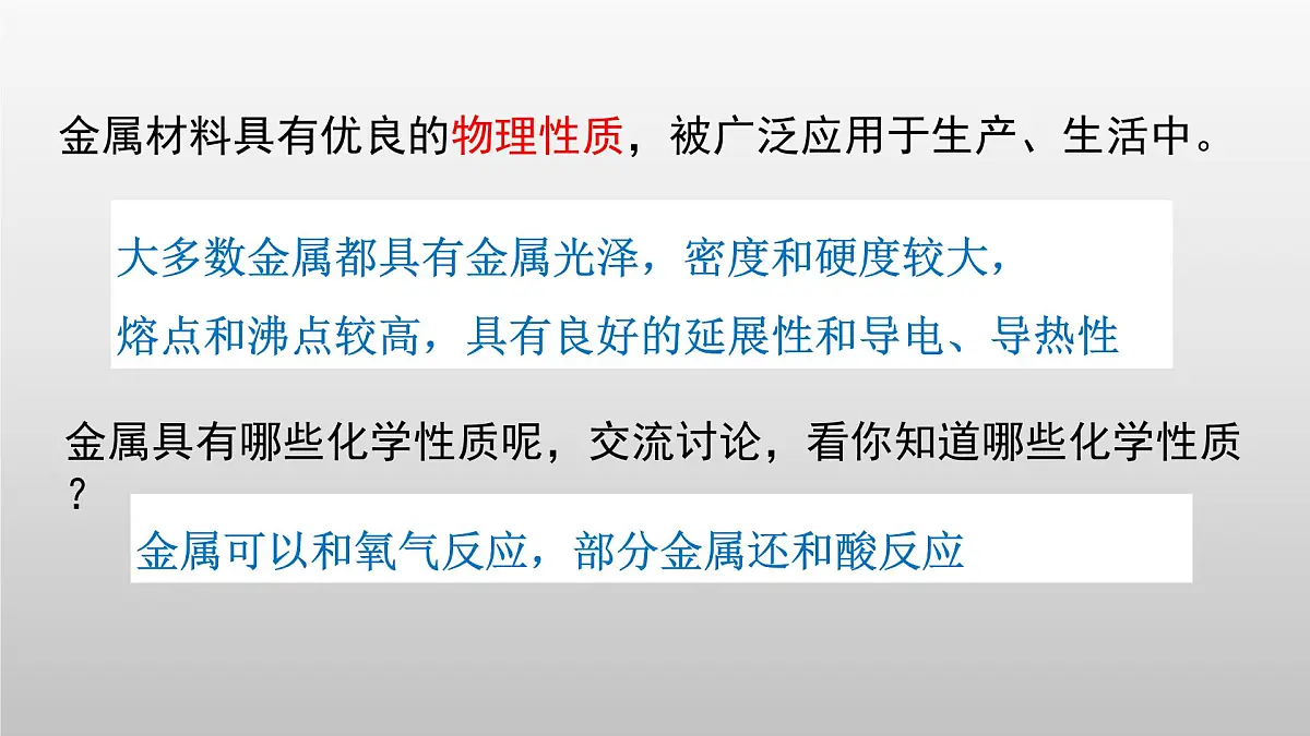 鲁教版化学九年级下册第九单元第二节金属的化学性质 第一课时课件第2页
