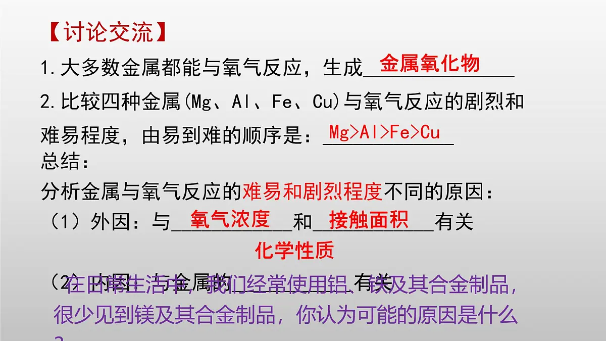 鲁教版化学九年级下册第九单元第二节金属的化学性质 第一课时课件第5页