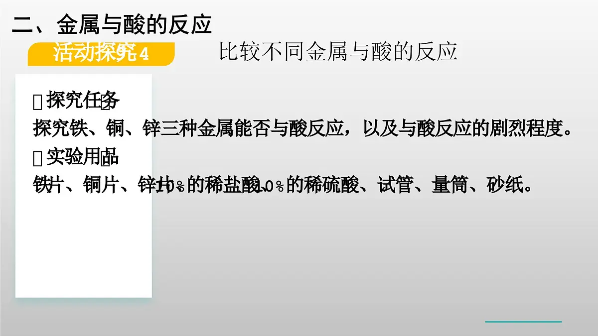 鲁教版化学九年级下册第九单元第二节金属的化学性质 第一课时课件第7页