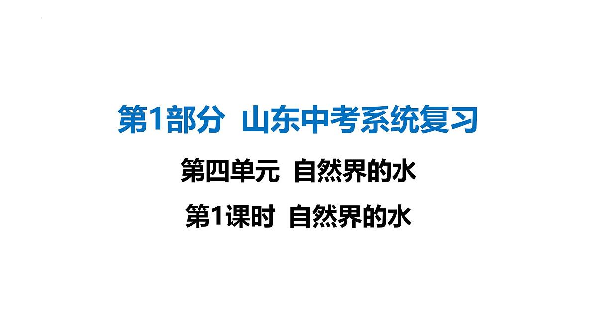 2025年中考化学一轮专题复习（山东）----自然界的水 课件第1页