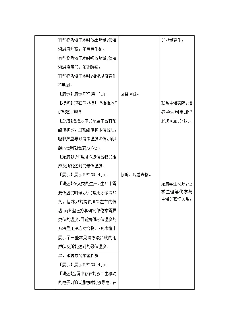 7.1 物质在水中的溶解 第2课时 教案 化学沪教版（2024）九年级下册第3页