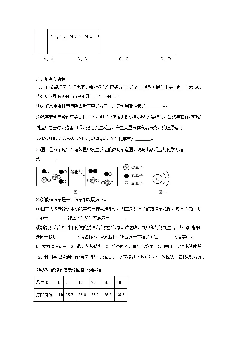 2025年新疆中考第一次模拟化学试题（无答案）第3页