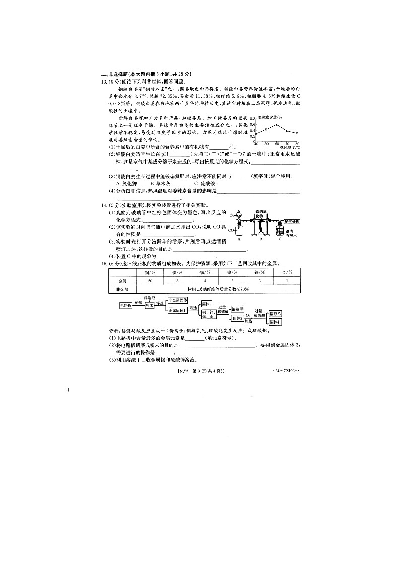 安徽省宣城市宁国市2024年中考二模（扫描版）化学试卷第3页