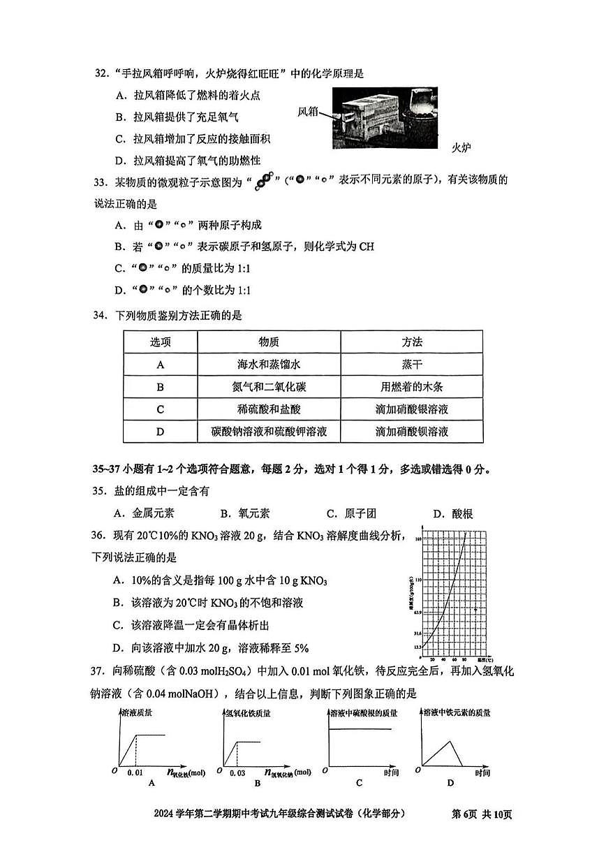 2025宝山初三二模化学试卷第2页