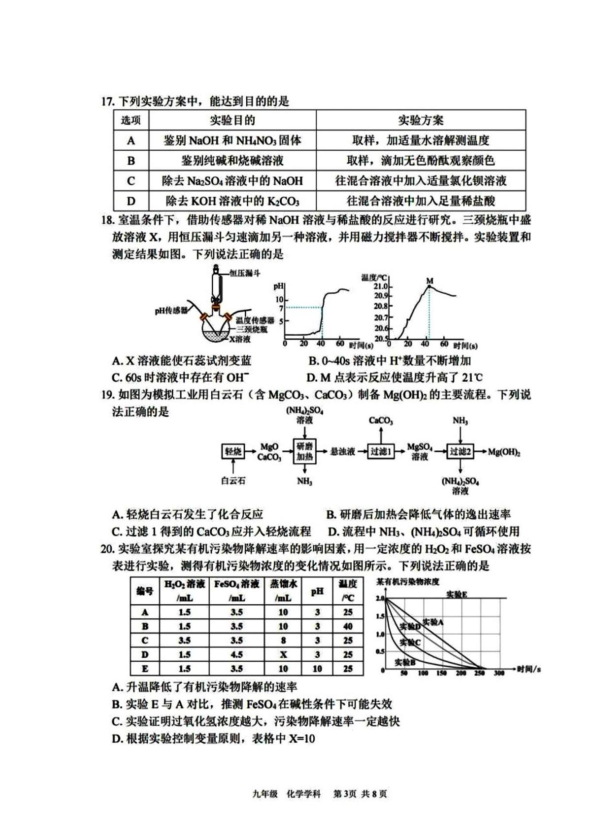 2025年扬州文昌集团中考一模化学试题及答案第3页