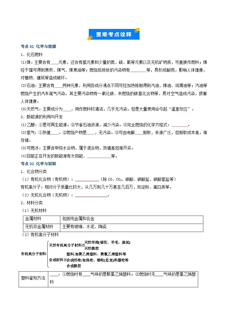 重难点08  化学与社会发展（原卷版）第3页