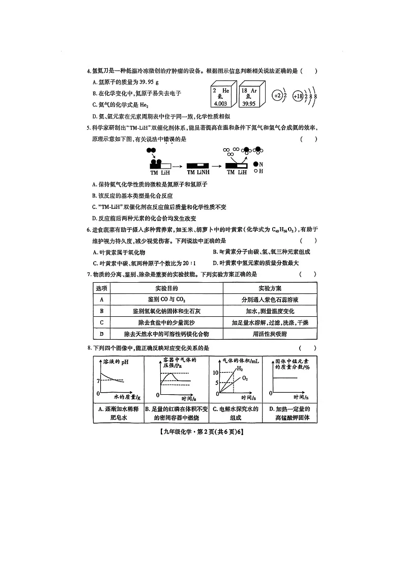 深圳市21校联考2025年九年级一模（扫描版）化学试卷第2页
