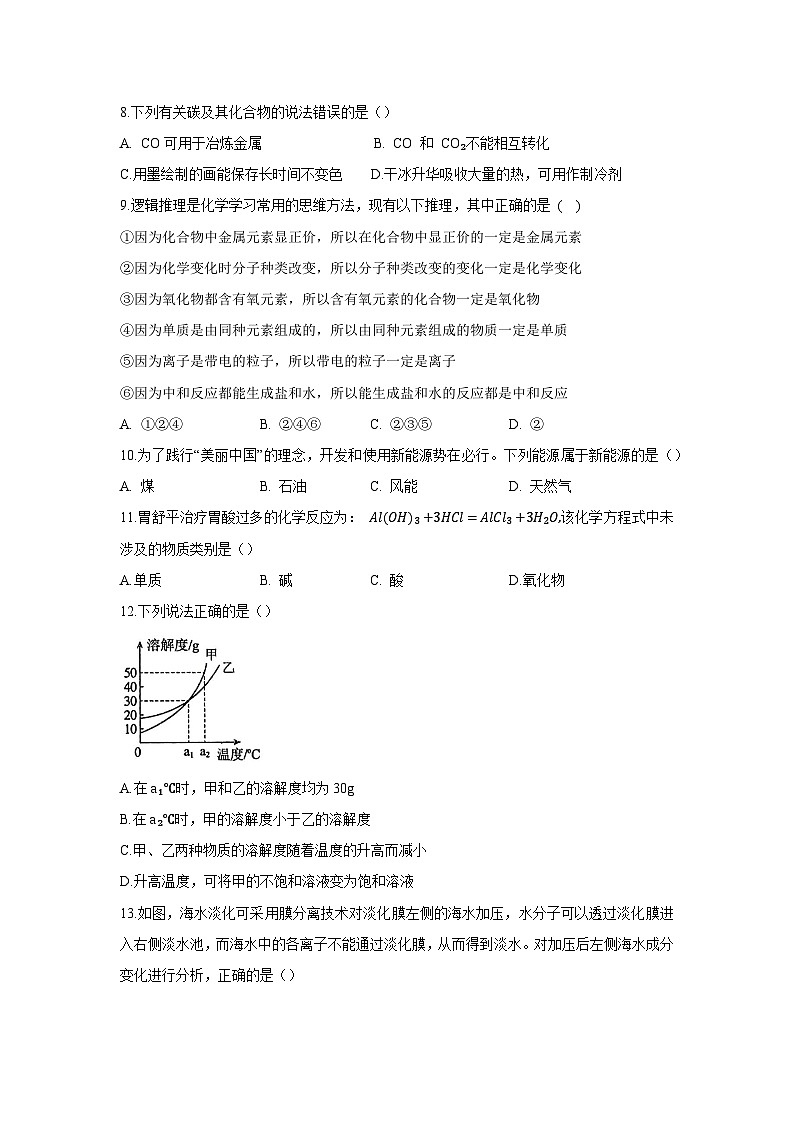 湖南省娄底市涟源市2025年中考一模化学试卷第2页
