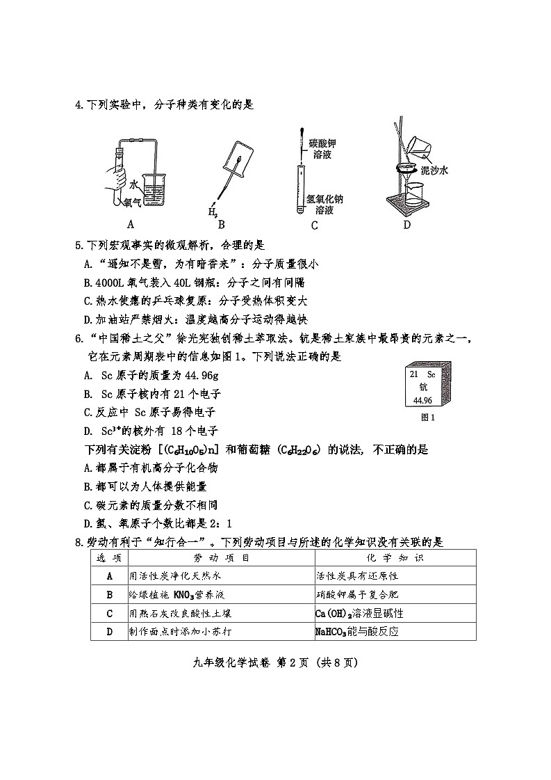 2025年广东省广州市越秀区中考一模化学试卷第2页