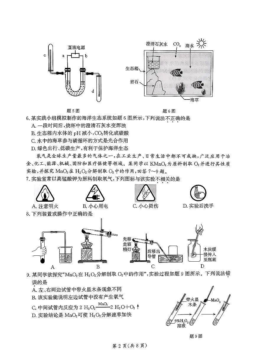 2025年广东省东莞市石碣镇初中学业水平考试化学冲刺卷（一）第2页