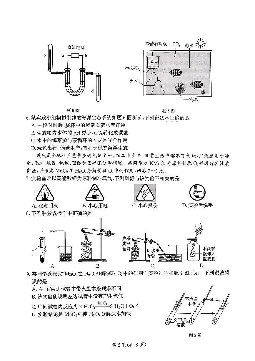 2025年广东省东莞市石碣镇初中学业水平考试化学冲刺卷（一）第2页