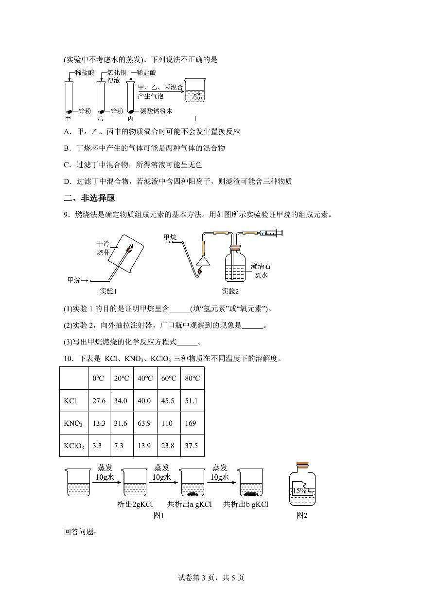 2024-2025学年湖北省武汉市九年级下学期3月月考化学检测试题（含解析）第3页