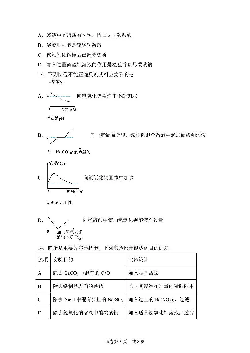 2024-2025学年山东省日照市莒县九年级下学期第一次月考化学检测试题（含解析）第3页