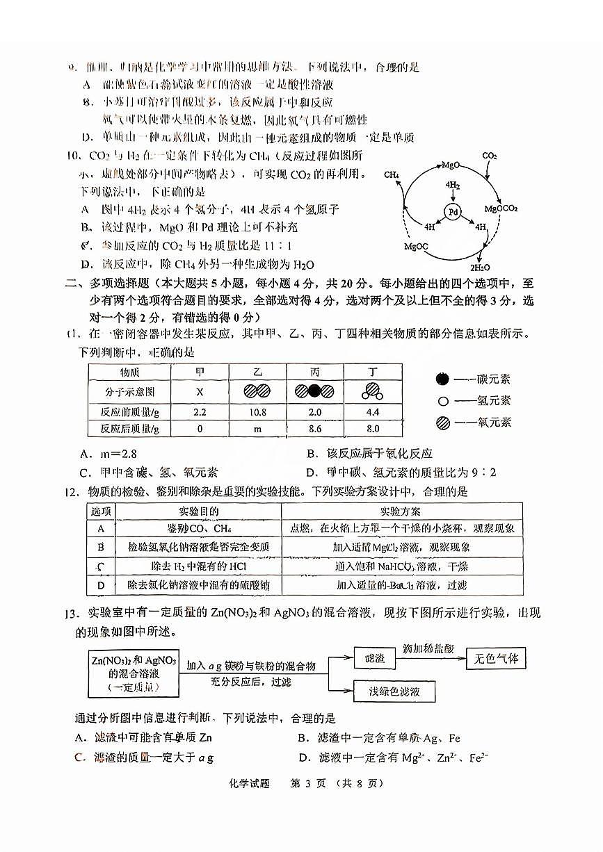 2025年济南市高新初三一模化学试题及其答案第3页