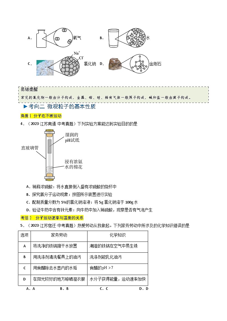 备战2025年中考化学真题分类汇编（江苏专用）专题08构成物质的微粒（原卷版）第2页