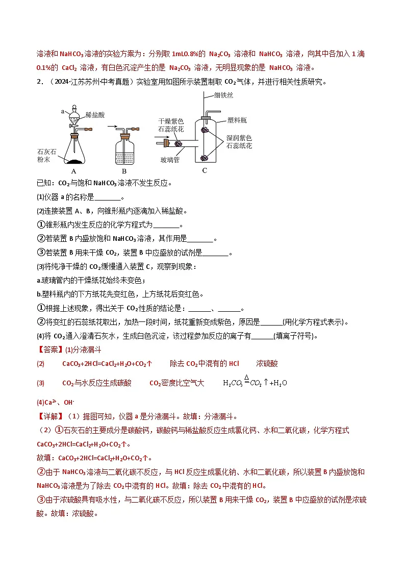 备战2025年中考化学真题分类汇编（江苏专用）专题17科学探究题（教师版）第3页