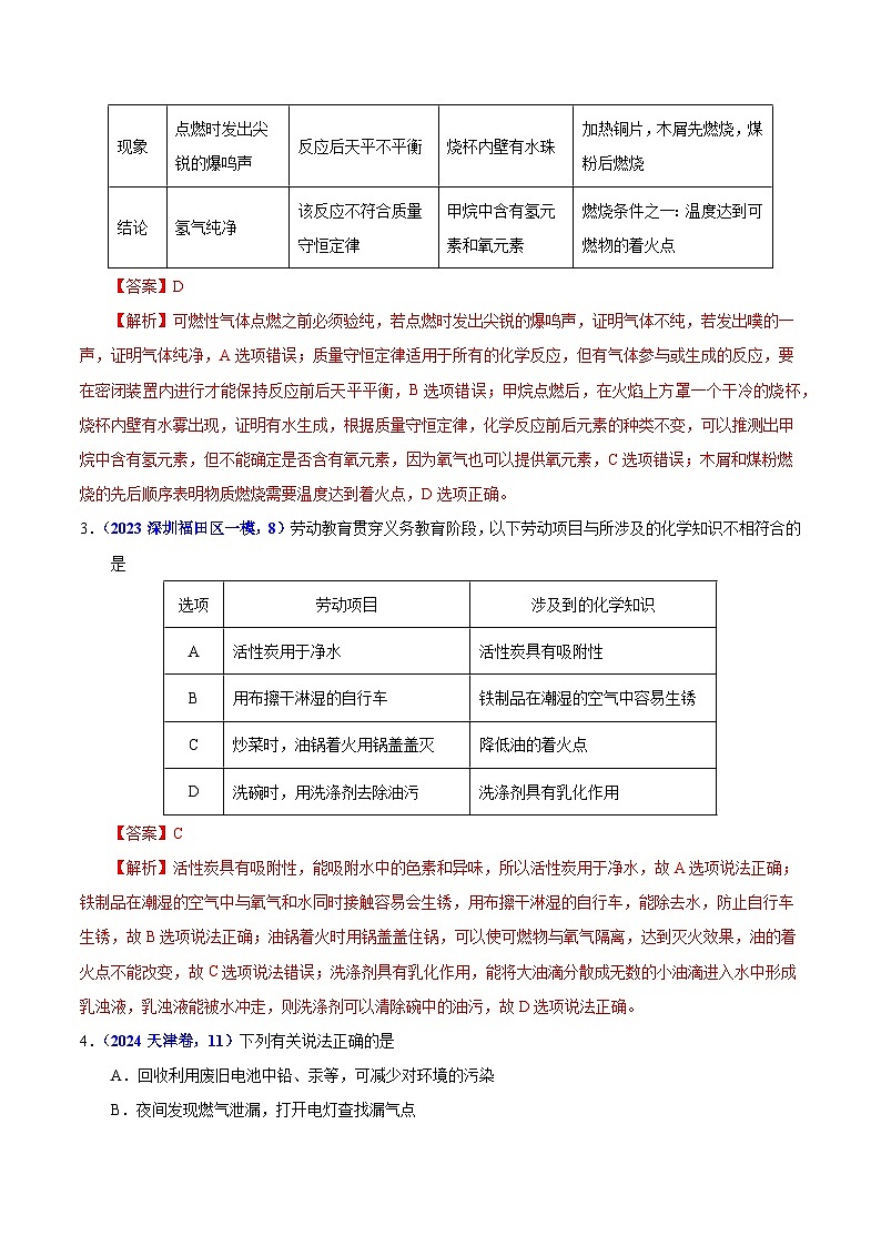2025年中考化学真题分类汇编（广东专用）专题10化学与能源（第01期）（教师版）第2页