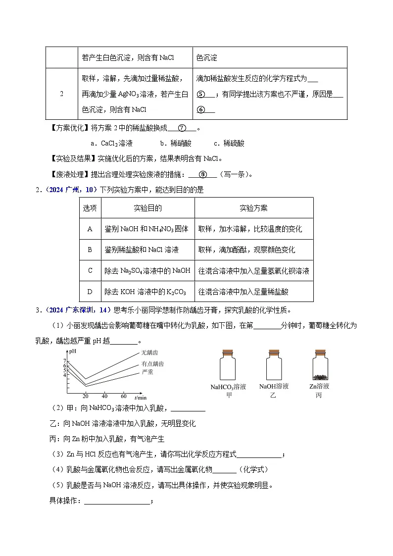 2025年中考化学真题分类汇编（广东专用）专题15物质的鉴别、分离、除杂、提纯与共存问题（第01期）（学生版）第2页