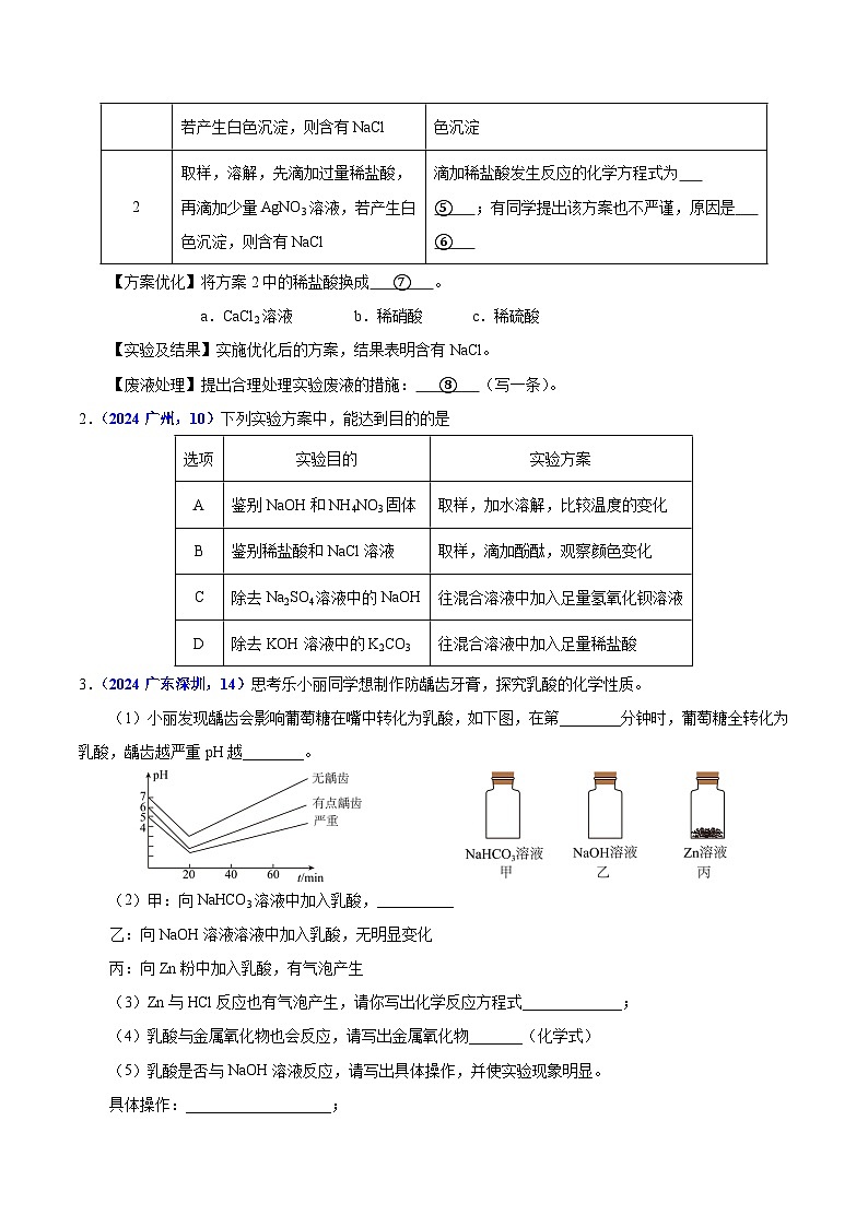 2025年中考化学真题分类汇编（广东专用）专题15物质的鉴别、分离、除杂、提纯与共存问题（第01期）（学生版）第2页