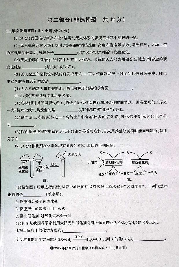 2025年陕西省初中化学学业水平考试全真模拟卷第3页