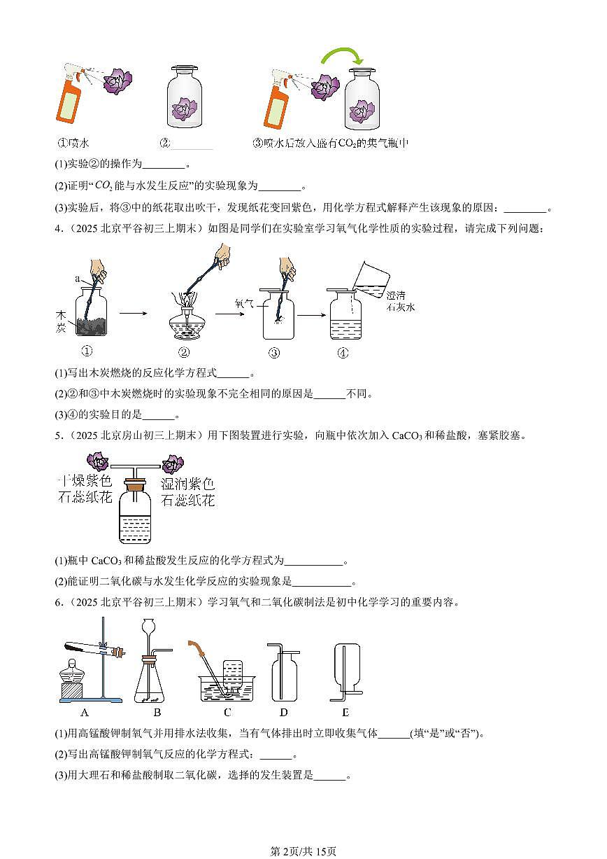2025北京初三（上）期末真题化学汇编：碳和碳的氧化物章节综合（非选择题）第2页